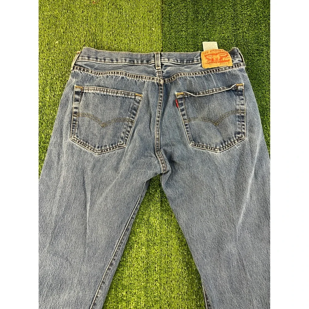 Levis 501‎ Original Mens Straight Leg Button Fly Medium Wash Blue Jeans 36x32